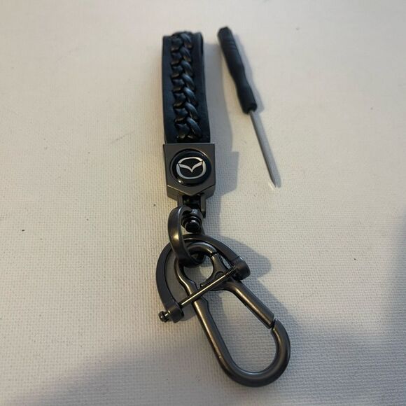 Mazda key fob Keychain in black leather NWT - Picture 3 of 4